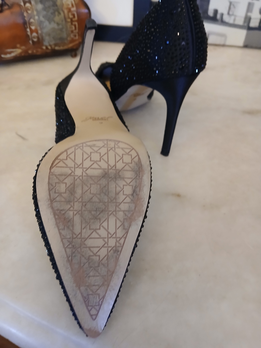 Jewel By Badgley Mischka Black Crystal-Embellished Women’s Pointed-Toe Heels - Picture 5 of 6